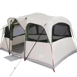 vidaXL Familietelt Hvid og grøn 435 x 255 x 216 cm Polyester og Stål