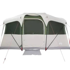 vidaXL Familietelt Hvid og grøn 435 x 255 x 216 cm Polyester og Stål