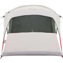 vidaXL Familietelt Hvid og grøn 435 x 255 x 216 cm Polyester og Stål