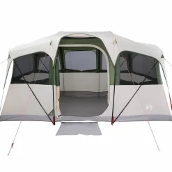 vidaXL Familietelt Hvid og grøn 435 x 255 x 216 cm Polyester og Stål