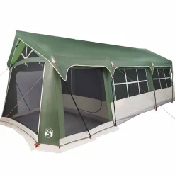 vidaXL Familietelt med tag Grøn og Hvid 620 x 322 x 240 cm Polyester