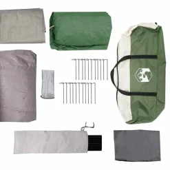 vidaXL Familietelt med tag Grøn og Hvid 620 x 322 x 240 cm Polyester