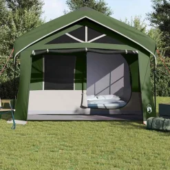 vidaXL Familietelt med tag Grøn og Hvid 620 x 322 x 240 cm Polyester