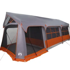 vidaXL Familietelt med tag Grå og orange 620 x 322 x 240 cm Polyester