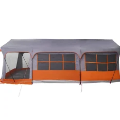 vidaXL Familietelt med tag Grå og orange 620 x 322 x 240 cm Polyester