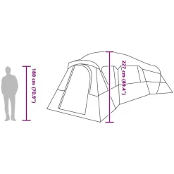 vidaXL Familietelt med tag med opbevaring Grøn 762 x 655 x 218 cm taft