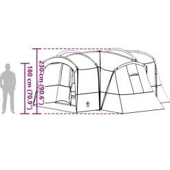 vidaXL Familietelt 12-personer med tag Grøn og Hvid 760 x 645 x 230 cm