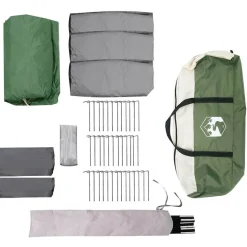vidaXL Familietelt 12-personer med tag Grøn og Hvid 760 x 645 x 230 cm