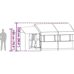 vidaXL Familietelt til 4 personer Grå og orange 324 x 255 x 230 cm