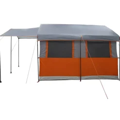 vidaXL Familietelt til 4 personer Grå og orange 324 x 255 x 230 cm
