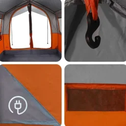 vidaXL Familietelt til 4 personer Grå og orange 324 x 255 x 230 cm