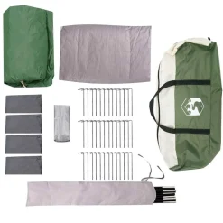 vidaXL Familietelt til 20 personer Grøn og Hvid 745 x 700 x 217 cm
