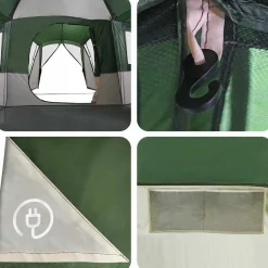 vidaXL Familietelt til 20 personer Grøn og Hvid 745 x 700 x 217 cm