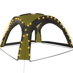 vidaXL festtelt med LED og 4 sidevægge 3,6x3,6x2,3 m blå