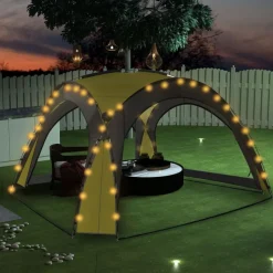 vidaXL festtelt med LED og 4 sidevægge 3,6x3,6x2,3 m blå