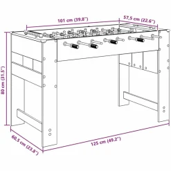 vidaXL Fodboldbord Grå Sonoma 125 x 60,5 x 80 cm Konstrueret træ