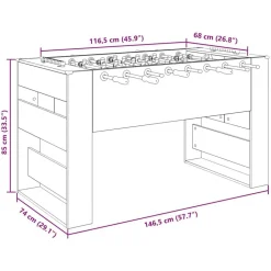 vidaXL Fodboldbord Sonoma eg 146,5 x 74 x 85 cm Konstrueret træ