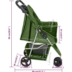 vidaXL foldbar hundeklapvogn 80x46x98 cm oxfordstof grøn