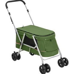 vidaXL foldbar hundeklapvogn 100x49x96 cm linned grøn