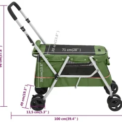 vidaXL foldbar hundeklapvogn 100x49x96 cm linned grøn