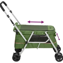 vidaXL foldbar hundeklapvogn 100x49x96 cm linned grøn