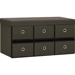 vidaXL foldbar opbevaringsbænk 76x38x38 cm kunstlærred mørkebrun