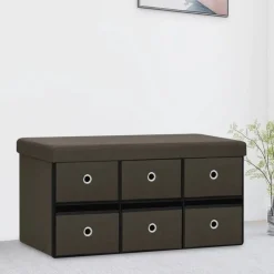 vidaXL foldbar opbevaringsbænk 76x38x38 cm kunstlærred mørkebrun