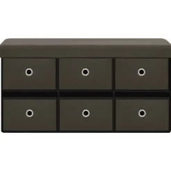 vidaXL foldbar opbevaringsbænk 76x38x38 cm kunstlærred mørkebrun