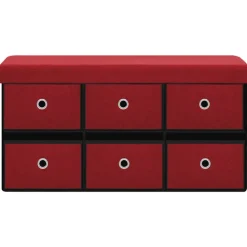 vidaXL foldbar opbevaringsbænk 76x38x38 cm kunstlærred vinrød