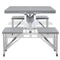 vidaXL Foldbart campingbordsæt med 4 taburetter i aluminium ekstra let