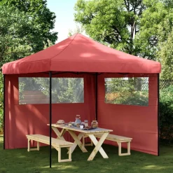 vidaXL foldbart pop up-festtelt med 2 sidevægge bordeaux