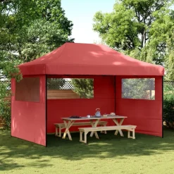 vidaXL foldbart pop up-festtelt med 3 sidevægge bordeaux