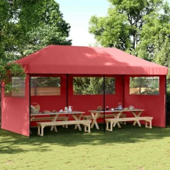 vidaXL foldbart pop up-festtelt med 3 sidevægge bordeaux