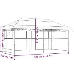 vidaXL foldbart pop up-festtelt med 3 sidevægge bordeaux