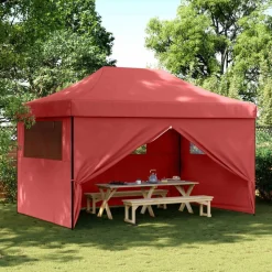 vidaXL foldbart pop up-festtelt med 4 sidevægge bordeaux