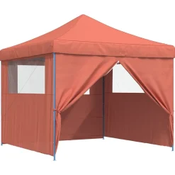 vidaXL foldbart pop-up festtelt med 4 sidevægge terracotta