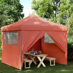 vidaXL foldbart pop-up festtelt med 4 sidevægge terracotta