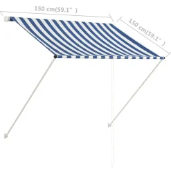 vidaXL foldemarkise 150x150 cm blå og hvid