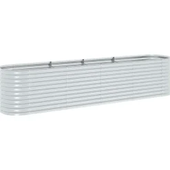 vidaXL forhøjet plantekasse 400x80x81 cm galvaniseret stål sølvfarvet