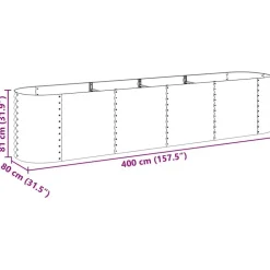 vidaXL forhøjet plantekasse 400x80x81 cm galvaniseret stål sølvfarvet