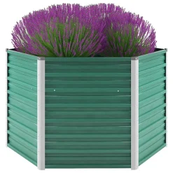 vidaXL forhøjet plantekasse 129x129x77 cm galvaniseret stål grøn
