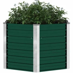 vidaXL forhøjet plantekasse 129x129x77 cm galvaniseret stål grøn