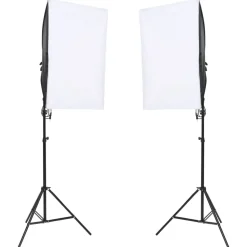 vidaXL fotostudiesæt med fotolampesæt + fotobaggrund og reflektor