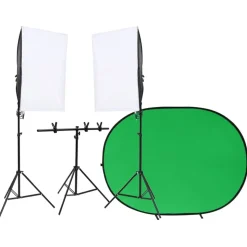 vidaXL fotostudiesæt med lampesæt og fotobaggrund