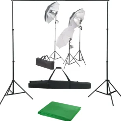 vidaXL fotostudiesæt med lampesæt og baggrund