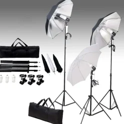 vidaXL fotostudiesæt med lampesæt og baggrund