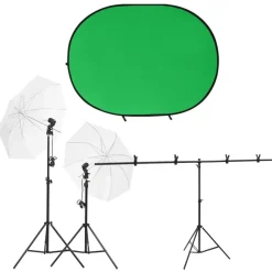 vidaXL fotostudiesæt med lampesæt og fotobaggrund