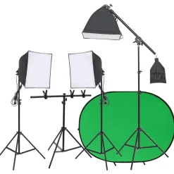 vidaXL fotostudiesæt med lampesæt og fotobaggrund