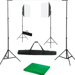 vidaXL fotostudiesæt med softbox-lamper og baggrund
