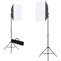vidaXL fotostudiesæt med softbox-lamper og baggrund
